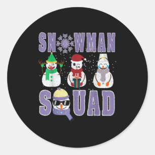 Snowman Squad Funny Family Matching, Teacher And S Classic Round Sticker