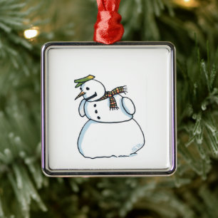 Snowman square premium ornament