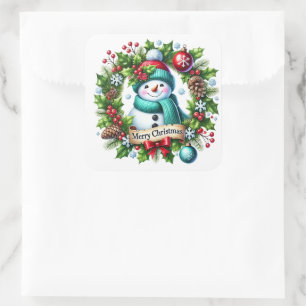 Snowman Square Sticker