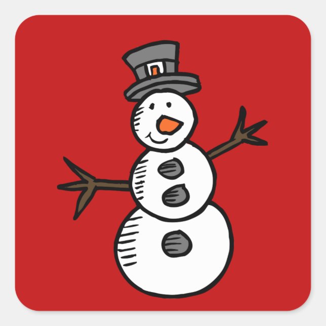 Snowman Square Sticker (Front)