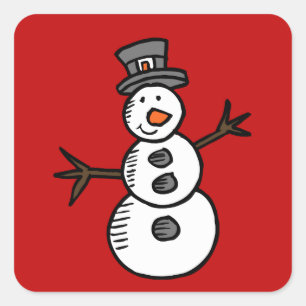 Snowman Square Sticker