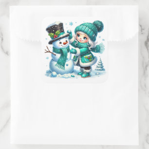 Snowman Square Sticker