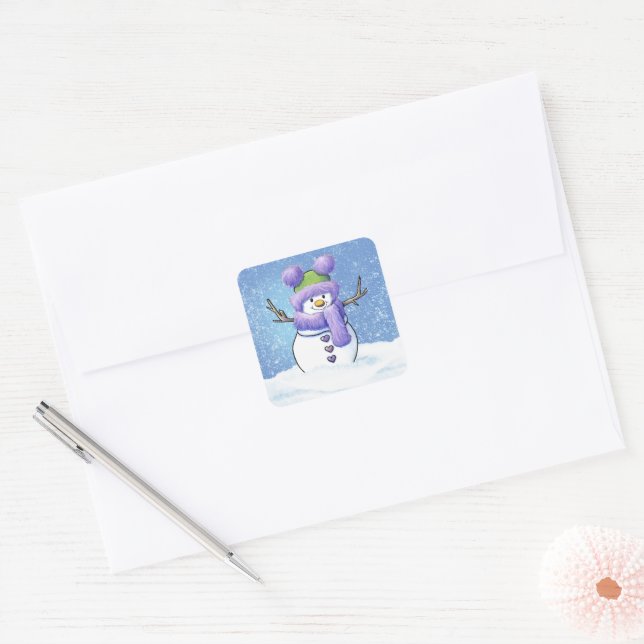 Snowman Square Sticker (Envelope)
