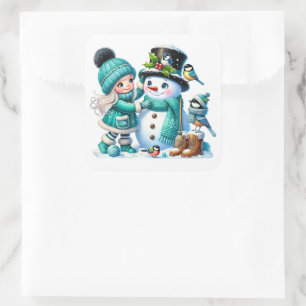 Snowman Square Sticker