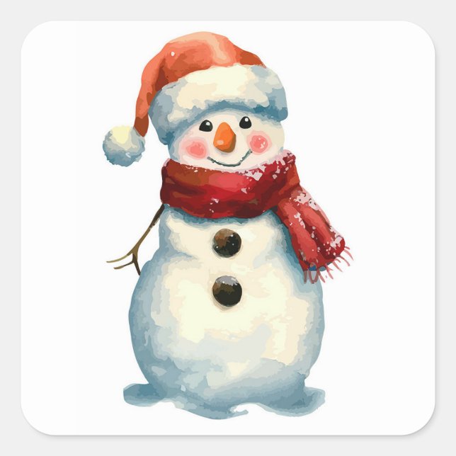 Snowman Square Sticker (Front)