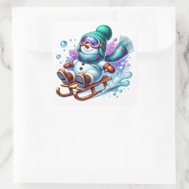Snowman Square Sticker (Bag)