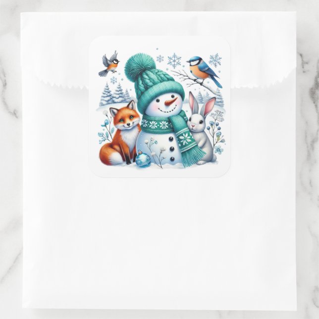 Snowman Square Sticker (Bag)