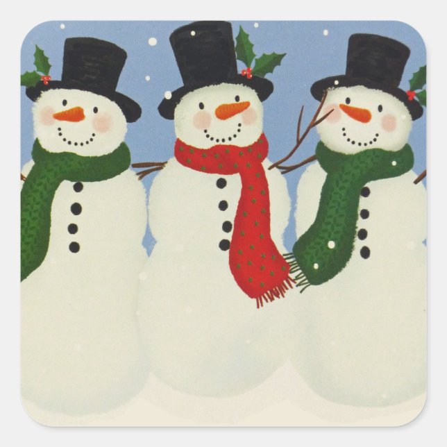 Snowman Square Sticker (Front)