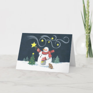 Snowman Star Painter Holiday Card