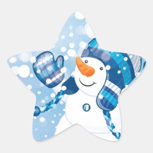 Snowman Star Sticker