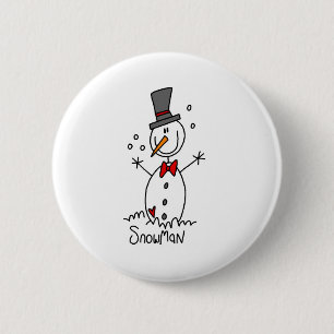 Snowman Stick Figure Button
