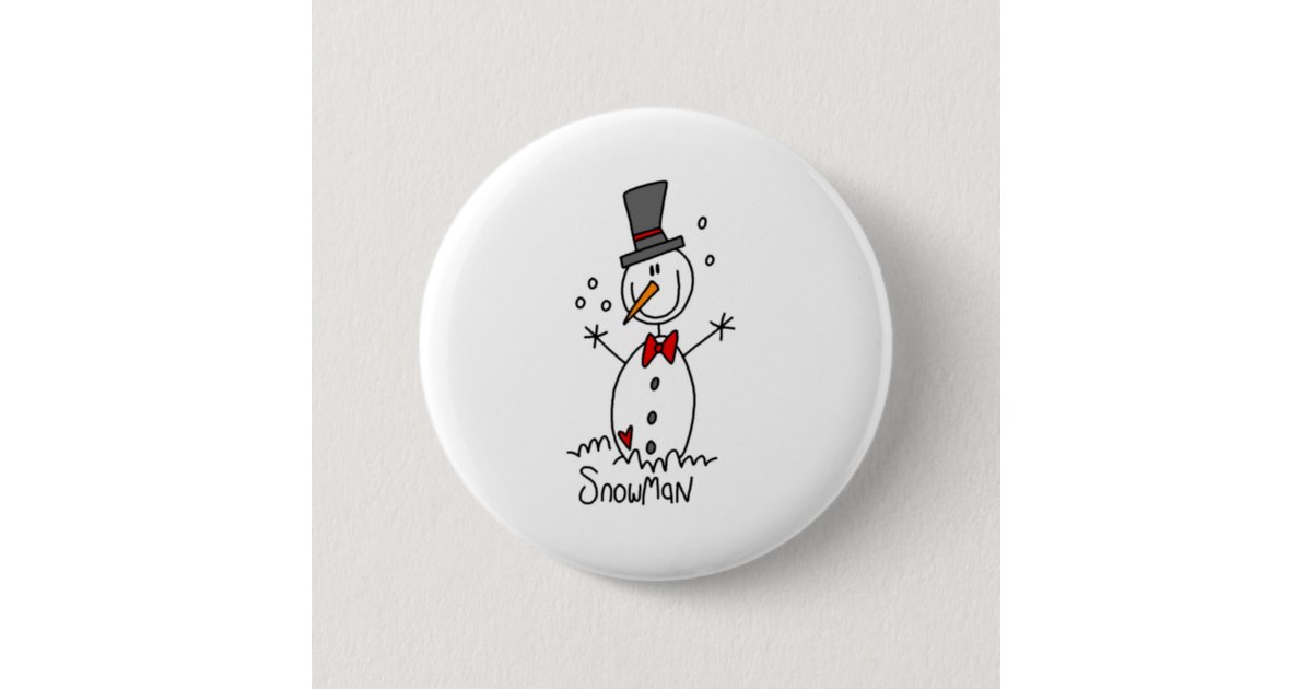 Snowman Stick Figure Button Zazzle