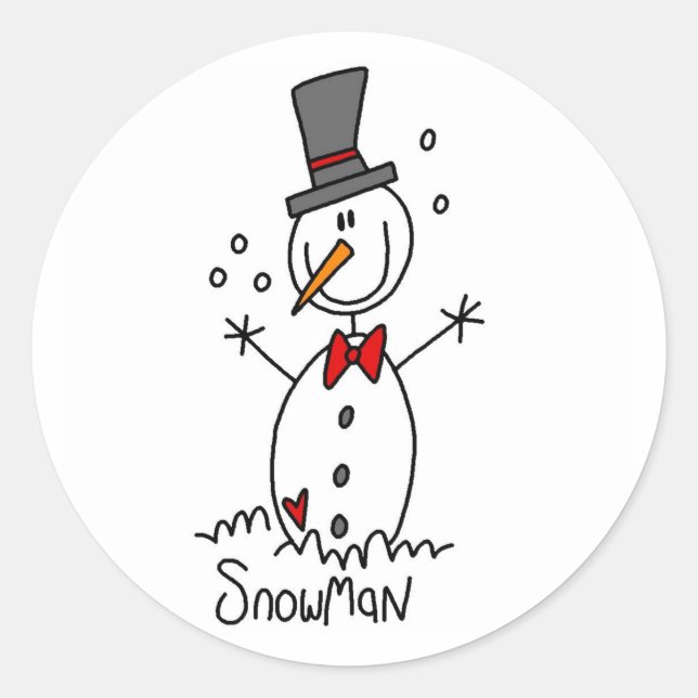 Snowman Stick Figure Sticker (Front)