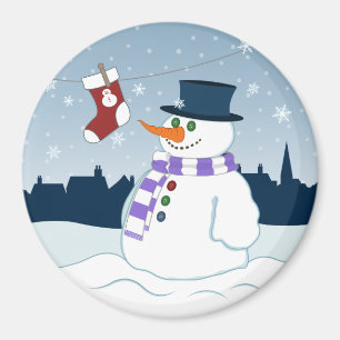 Snowman & Stocking Christmas Magnet