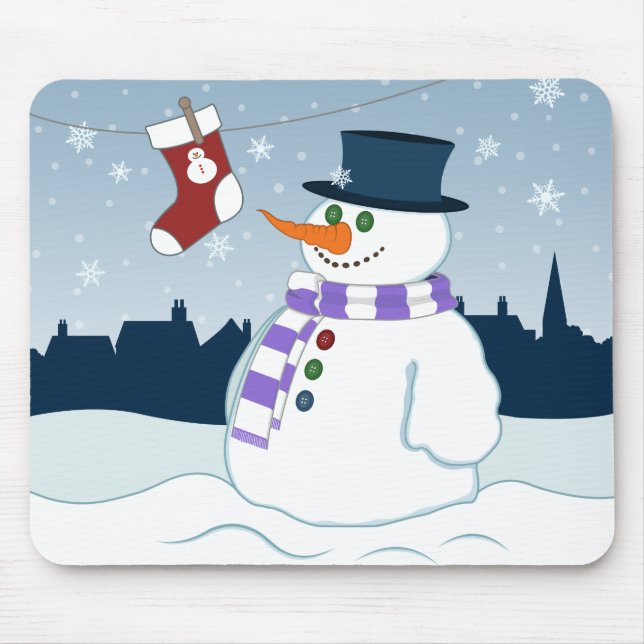 Snowman & Stocking Christmas Mouse Mat (Front)