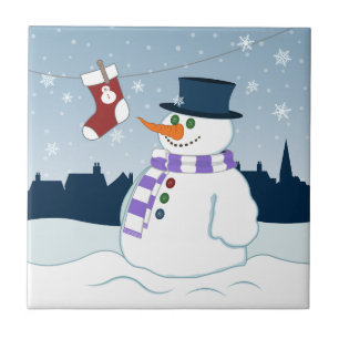 Snowman & Stocking Christmas Tile
