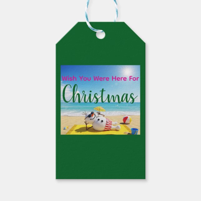 Snowman Sunbathing Gift Tags (Front)