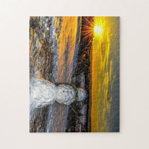 Snowman Sunset 11x14 Photo Puzzle with Gift Box
