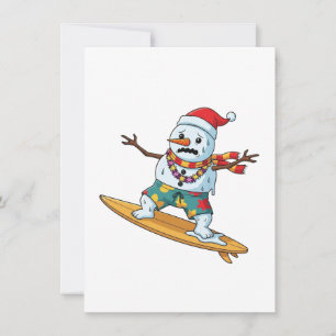 Snowman Surfer Christmas 2026 Funny Holiday Sports Thank You Card