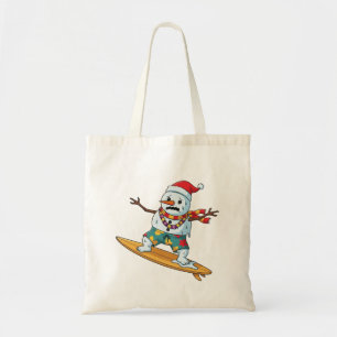 Snowman Surfer Christmas 2026 Funny Holiday Sports Tote Bag