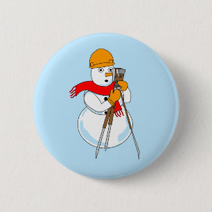 Snowman Surveyor 6 Cm Round Badge