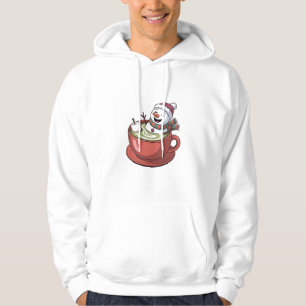 Snowman Taking Bathub on a Matcha Drink Christmas Hoodie