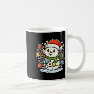Snowman Tangled In Holiday Lights Premium Tri-blen Coffee Mug