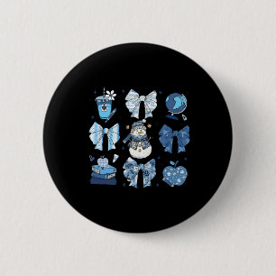Snowman Teacher Winter Bows Clroom Cute Blue Aesth 6 Cm Round Badge