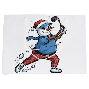 Snowman Tennis Player Christmas 2026 Holiday Large Gift Bag