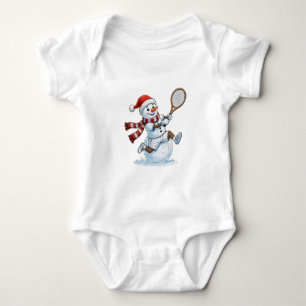 Snowman Tennis Player Christmas 2026 Holiday Sport Baby Bodysuit