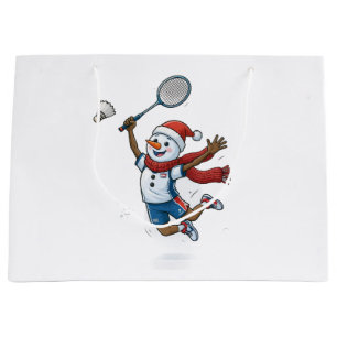 Snowman Tennis Player Christmas 2026 Holiday Sport Large Gift Bag
