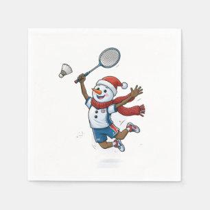 Snowman Tennis Player Christmas 2026 Holiday Sport Napkin