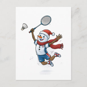 Snowman Tennis Player Christmas 2026 Holiday Sport Postcard