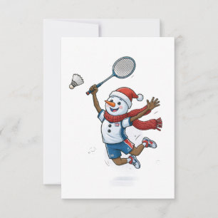 Snowman Tennis Player Christmas 2026 Holiday Sport Thank You Card