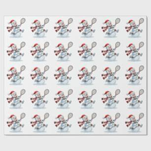 Snowman Tennis Player Christmas 2026 Holiday Sport Wrapping Paper