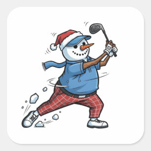 Snowman Tennis Player Christmas 2026 Holiday Square Sticker