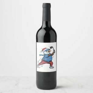  Snowman Tennis Player Christmas 2026 Holiday   Wine Label