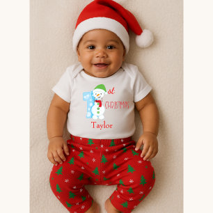 Snowman Theme Baby First Christmas Bodysuit