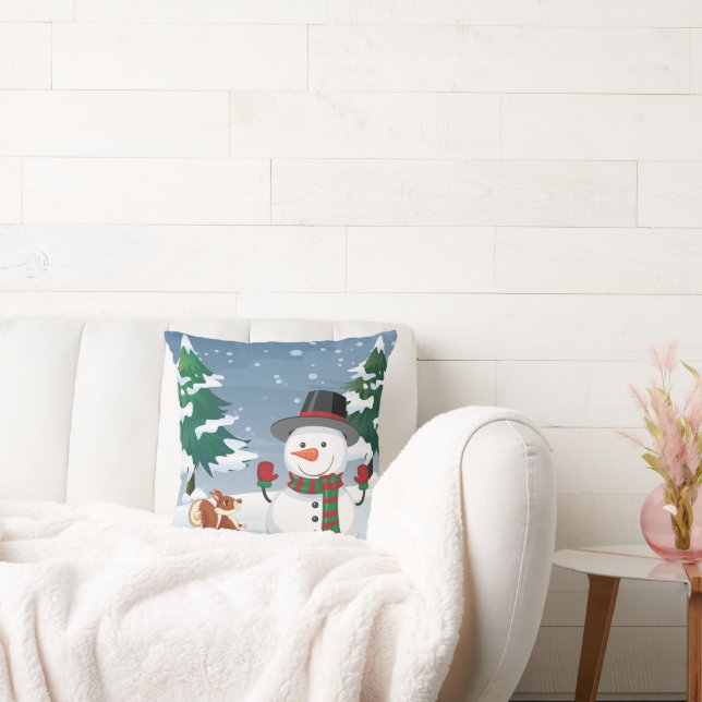 Snowman throw pillow for winter - Christmas decor (Couch)