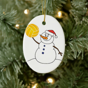 Snowman Throwing Water Polo Ball  Ceramic Tree Decoration