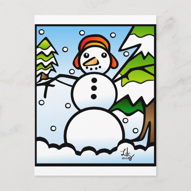 Snowman Tiffany style postcard (Front)