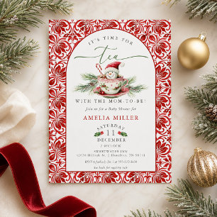 Snowman Time for Tea with the Mum-to-be Shower Invitation