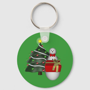 Snowman Tree Gift Christmas Holiday Keychain