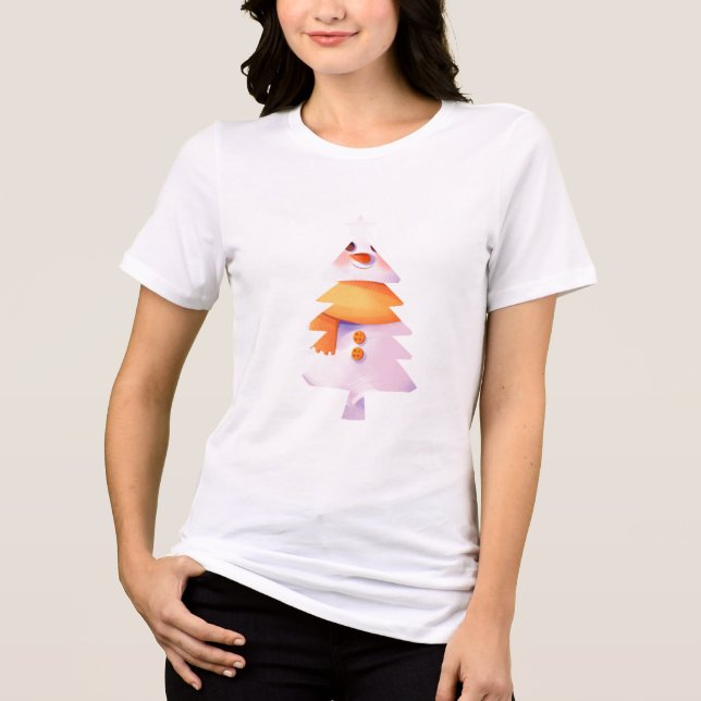 Snowman-Tree Pastel Tri-Blend Shirt (Front)