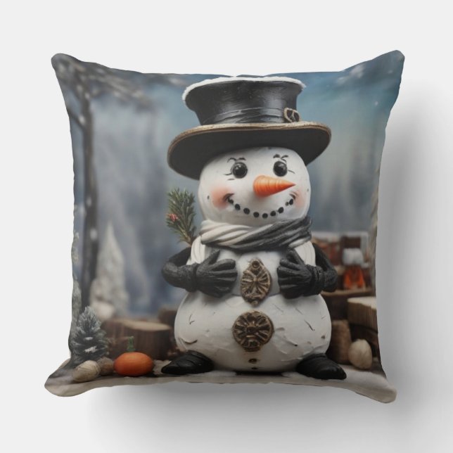 Snowman  Twinkle Sparks Joy in  Winter Wonderland  Cushion (Front)