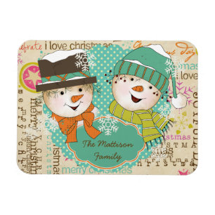 Snowman Typography Personalised Flexi Magnet