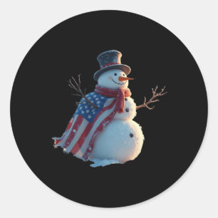 Snowman Usa Patriot Celebration Funny Snowman Classic Round Sticker