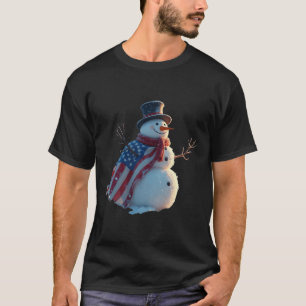Snowman Usa Patriot Celebration Funny Snowman T-Shirt