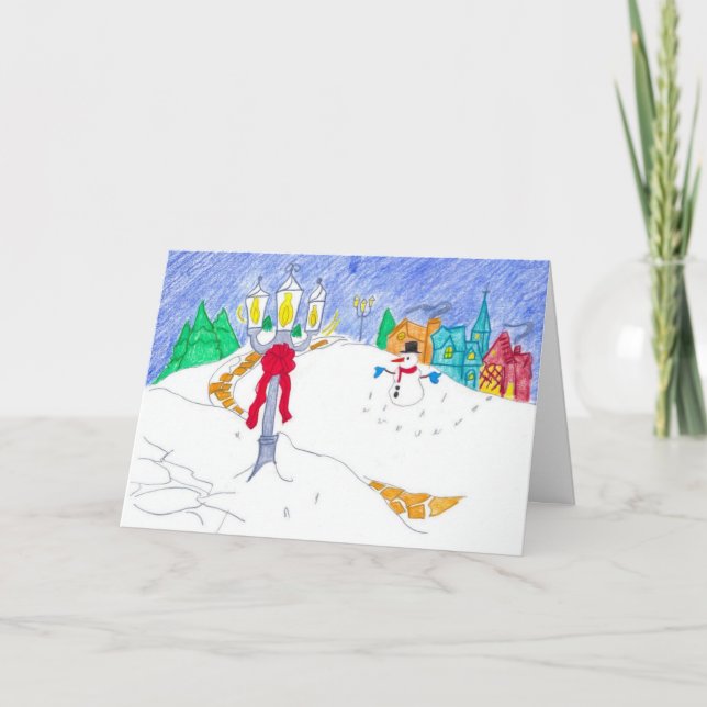 snowman village holiday card (Front)