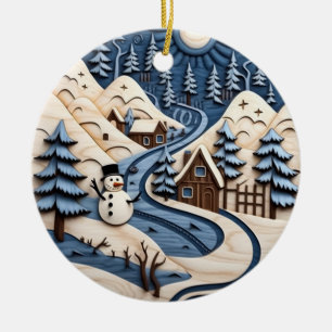 Snowman Village Winter Ornament